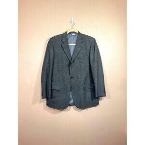 Linea Uomo Mens Wool Blend Three Button Blazer Suit Jacket 46 XLong Gray Check